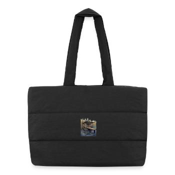 Lakeside Cabin at Dusk - Puffer Shopping Bag - black - Front