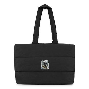 Forest Glass Cabin on Cliff - Puffer Shopping Bag - black - Front