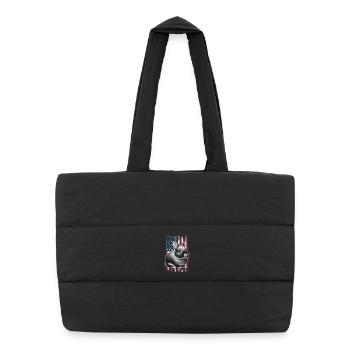 Dwarf Rabbit US Zwergkaninchen - Puffer Shopping Bag - black - Front