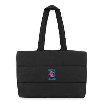 Half Human Half Machine Brain AI Graphic - Puffer Shopping Bag - black - Front