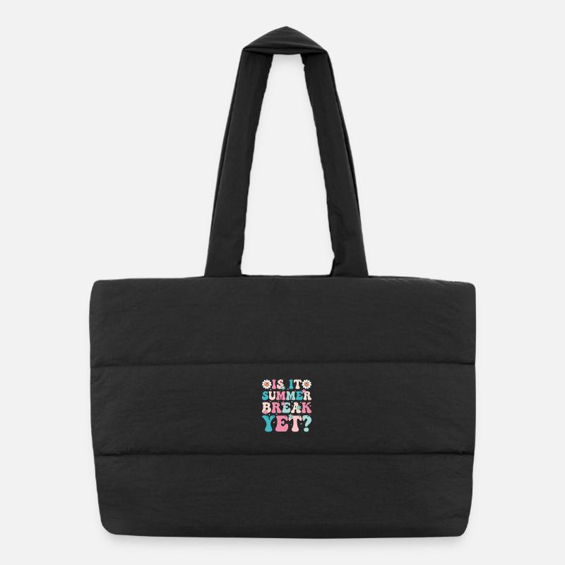 Summer Break Retro Floral Lettering Puffer Shopping Bag