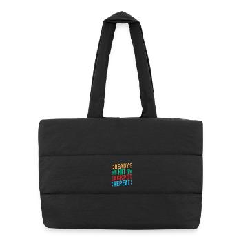Gambling Fan Ready Hit Jackpot Repeat Casino - Puffer Shopping Bag - black - Front