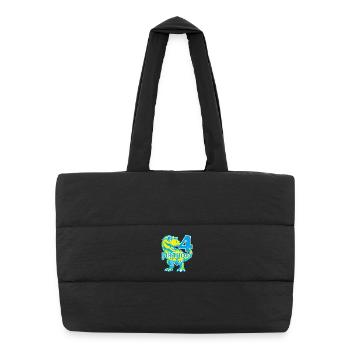 DINO 4 YEARS DINOSAUR 4TH BIRTHDAY - Puffer Shopping Bag - black - Front