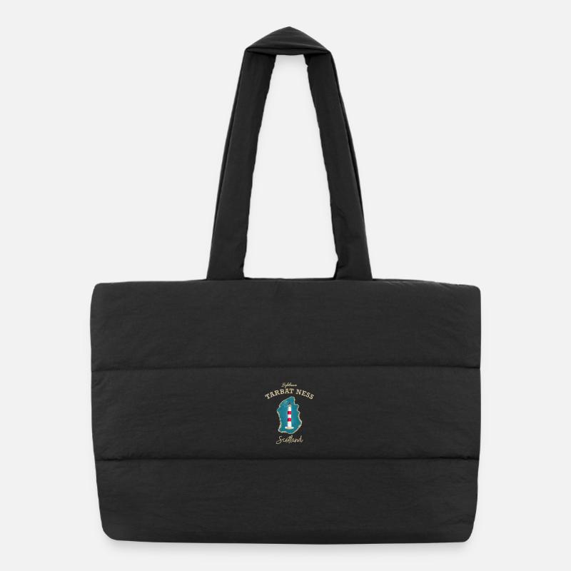 Scotland Lighthouse Tarbat Ness, North Sea Coast Puffer Shopping Bag