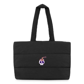Crâne et nouilles - Sac shopping matelassé - noir - Devant