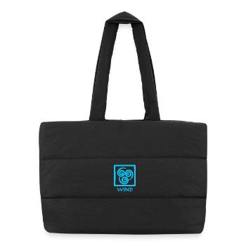 Symbole du texte bleu vent 'WIND' - Sac shopping matelassé - noir - Devant