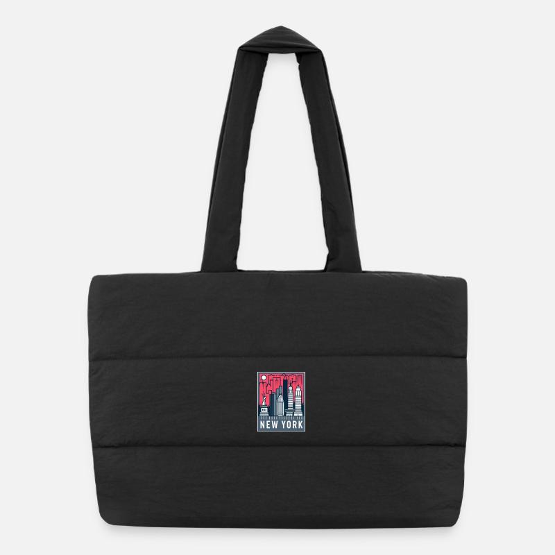 New Yorker Skyline Pop Art - Puffer-Einkaufstasche - Schwarz