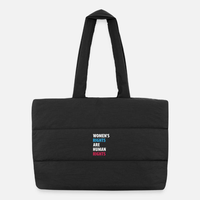 Women's Right Are Human Rights - Puffer Shopping Bag - black