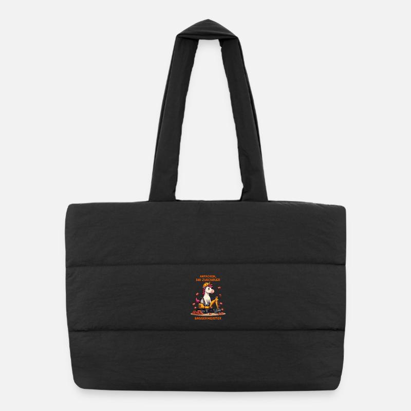 Unicorn Excavator Master Puffer Shopping Bag