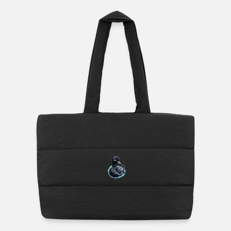 Der schwarze Schwan und die blaue Rose Puffer-Einkaufstasche