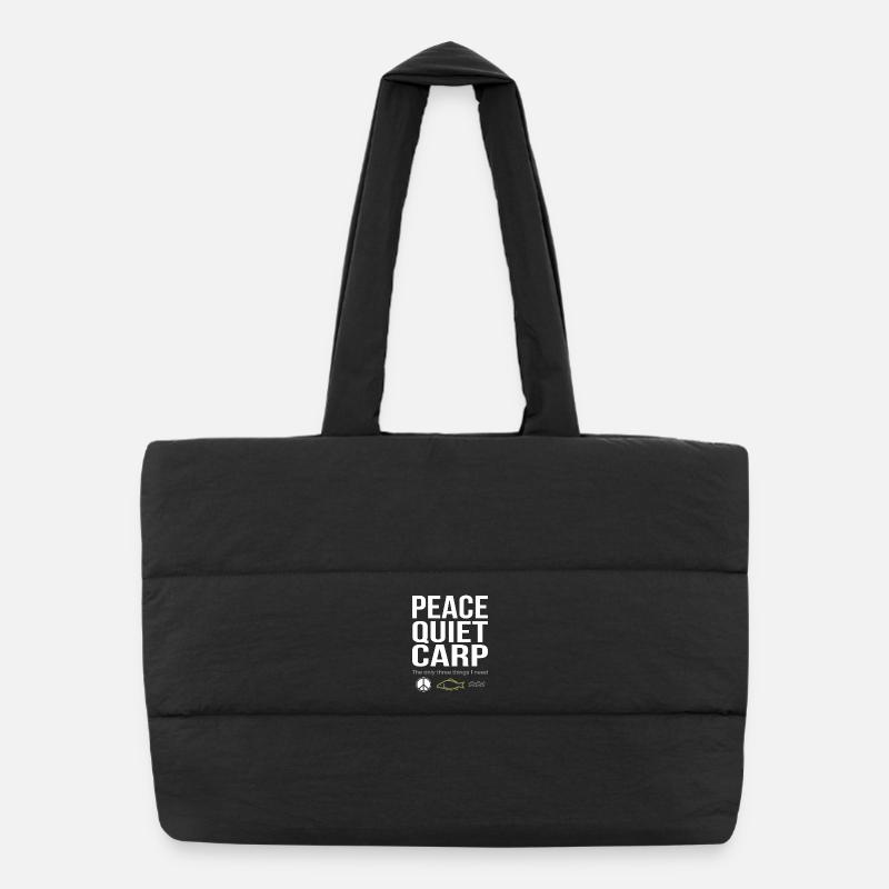 Paix, Tranquillité, Carpe, Pêche, Plaisir Sac shopping matelassé