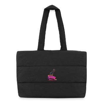 Surfer Giraffe - Puffer-Einkaufstasche - Schwarz - Vorne