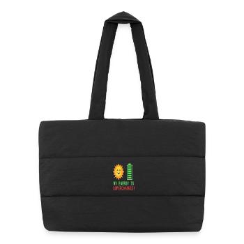 Mon énergie est un soleil en pixel art surchargé - Sac shopping matelassé - noir - Devant