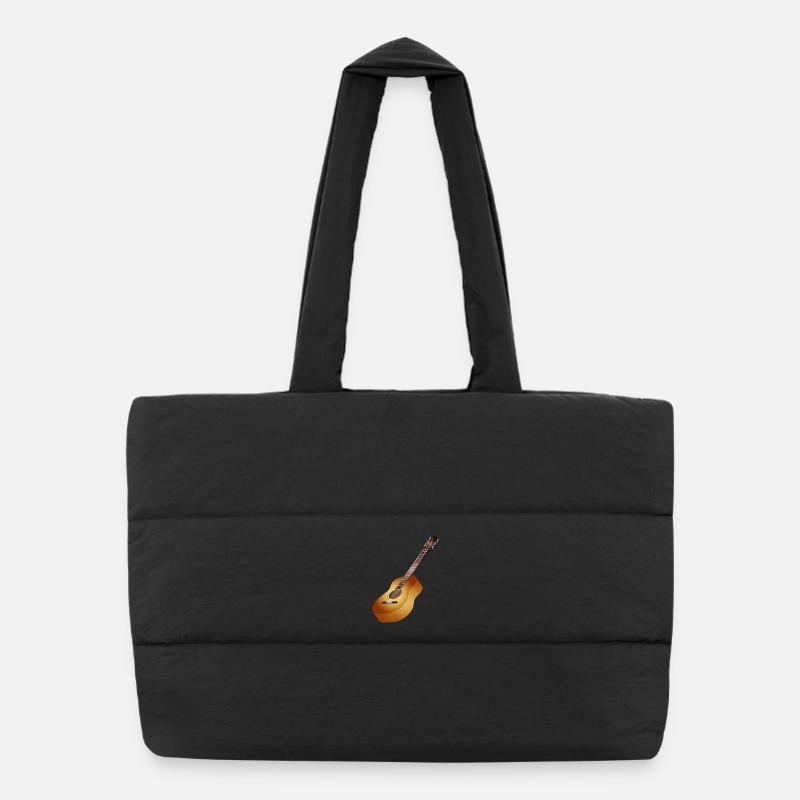belle guitare acoustique 3D dans des tons chauds Sac shopping matelassé