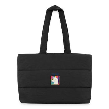Licorne avec devise – Design unique - Sac shopping matelassé - noir - Devant