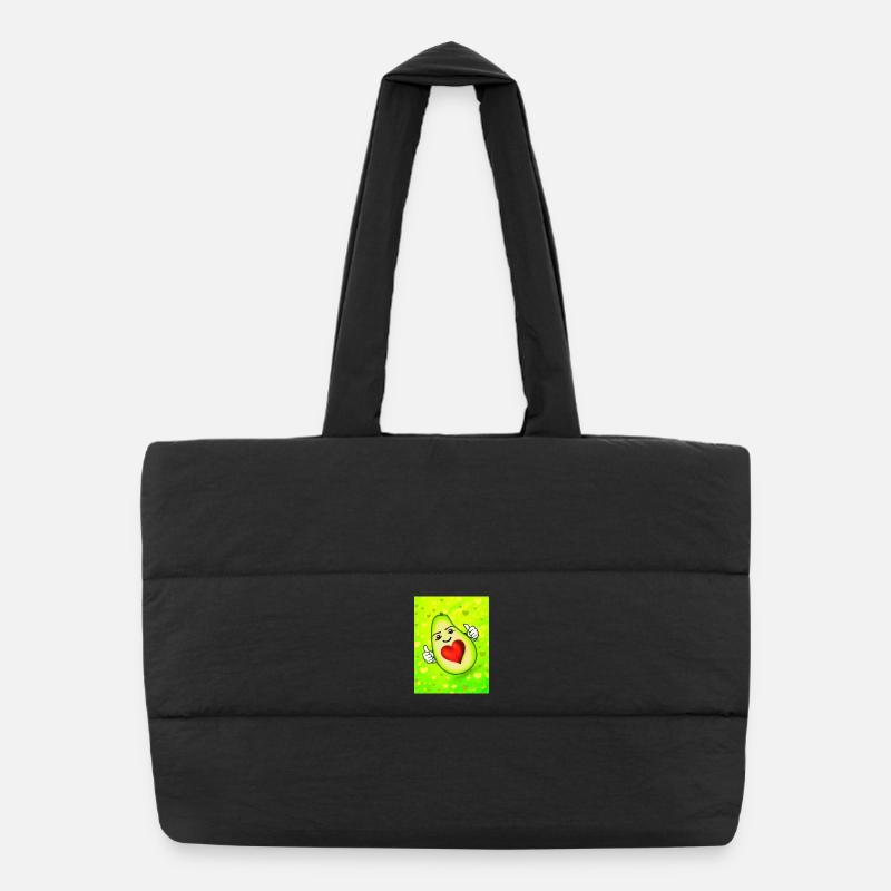 Cute avocado with heart - Puffer Shopping Bag - black