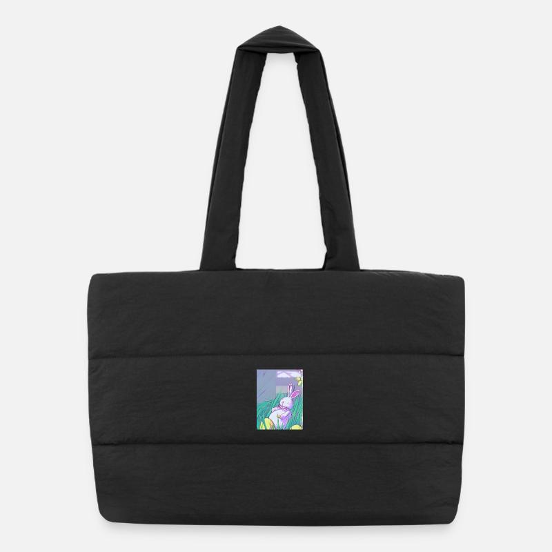 Lapin de Pâques pastel dans l’herbe printanière Sac shopping matelassé