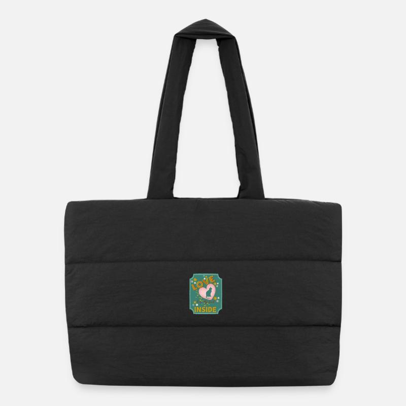 Love Inside My Cat Heart Design Puffer Shopping Bag