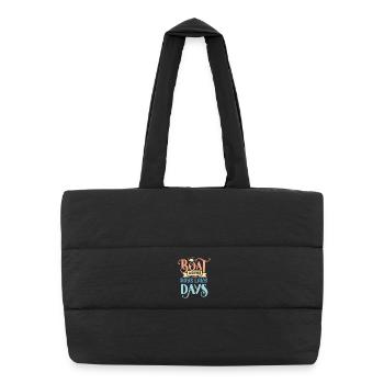 Boat Waves Sun Rays Lake Days - Puffer Shopping Bag - black - Front