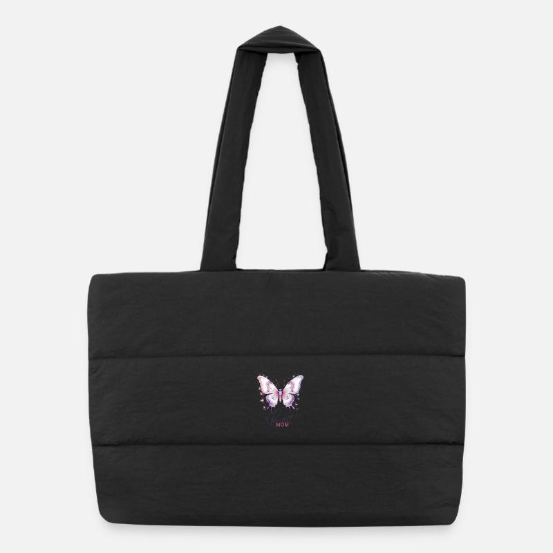 Meilleure maman : Design de papillon blanc-rose-violet Sac shopping matelassé