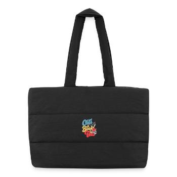 Chat et thé Imprimer - Sac shopping matelassé - noir - Devant