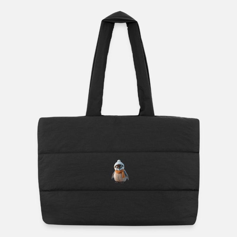 Flauschiger Pinguin in Winterkleidung Puffer-Einkaufstasche