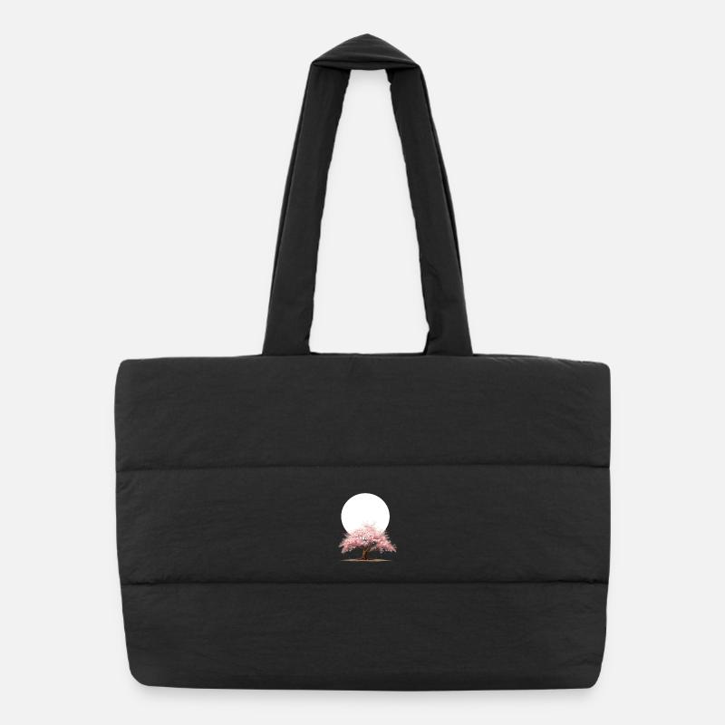 Cherry Tree - Puffer-Einkaufstasche - Schwarz
