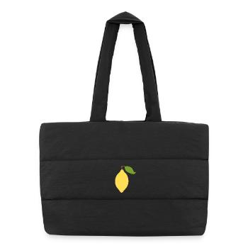 Conception moderne de motif d’agrumes citron - Sac shopping matelassé - noir - Devant