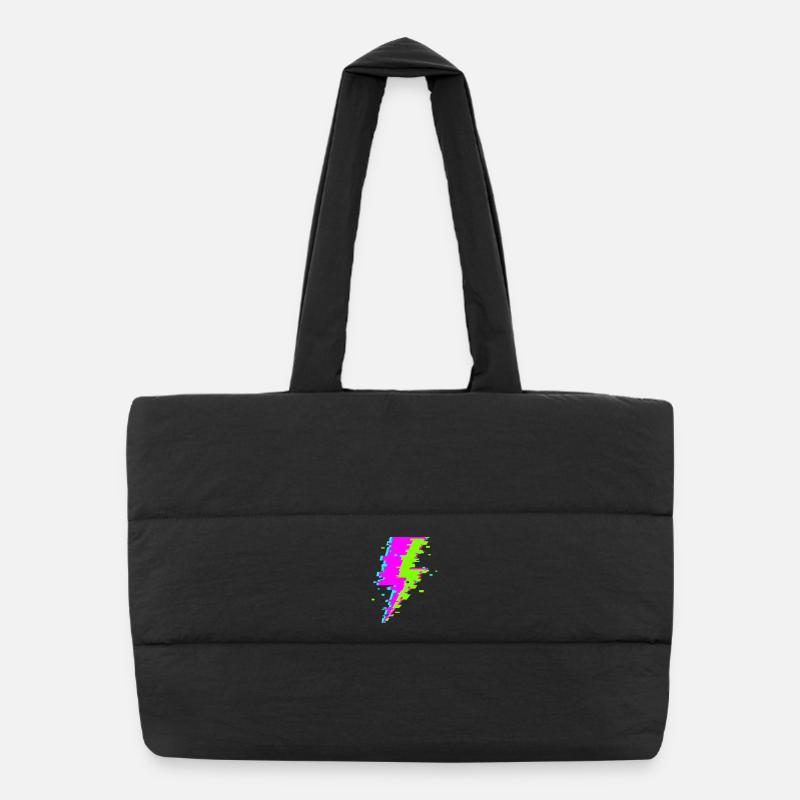 Psychedelic Digital Beam Puffer Shopping Bag