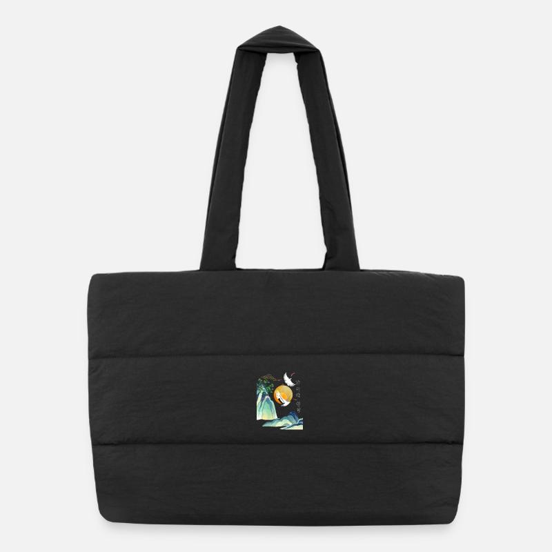 Design Seollal coréen – Grues et soleil Sac shopping matelassé