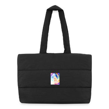White wolf in front of colorful cave - Puffer Shopping Bag - black - Front