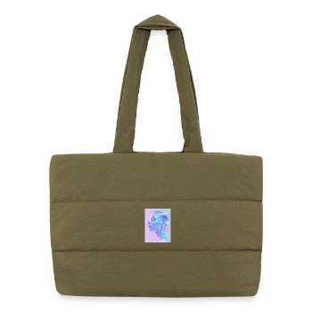 Portrait holographique Glitch - Sac shopping matelassé - safari green - Devant