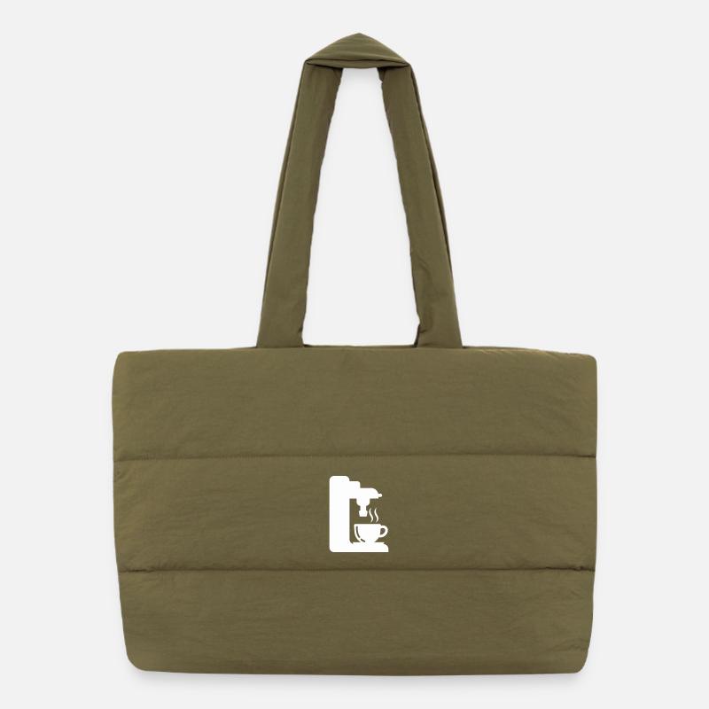 Espresso Machine Outline Coffee Illustration Puffer Shopping Bag