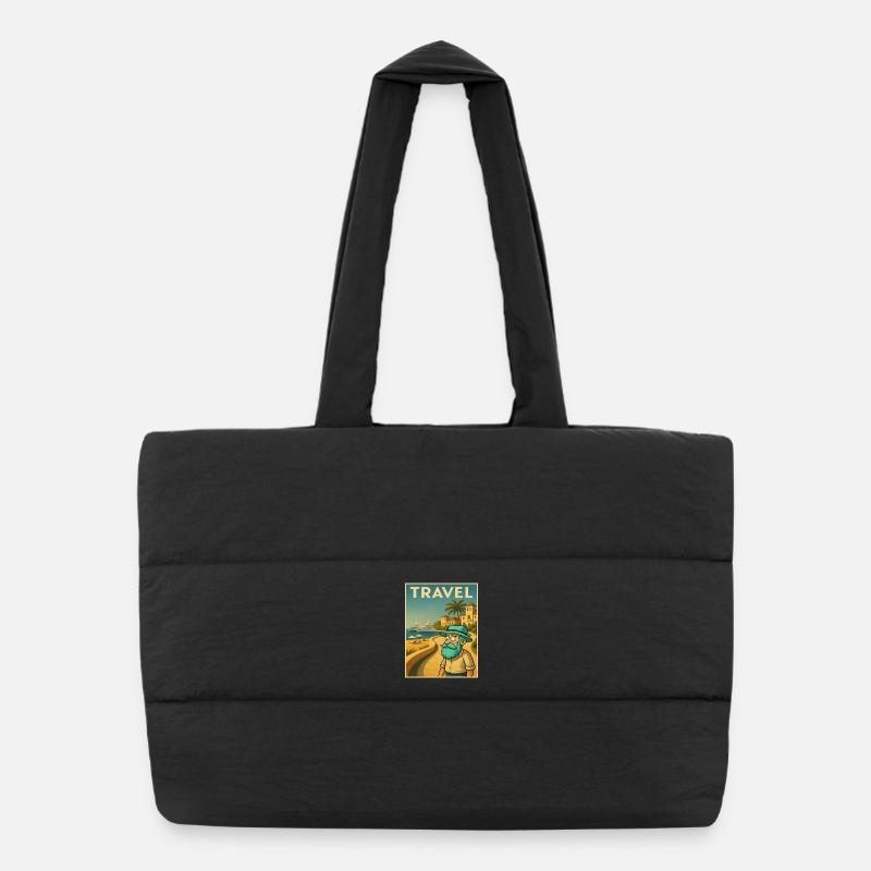 Art déco rétro avec grand-père sur la route Sac shopping matelassé