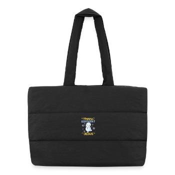 Happy Birthday Jesus Snowman – Cute - Puffer Shopping Bag - black - Front