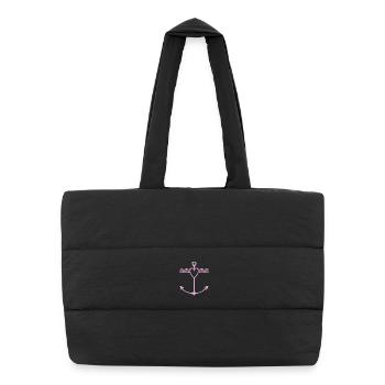Heart Anchor Wave Design - Puffer Shopping Bag - black - Front