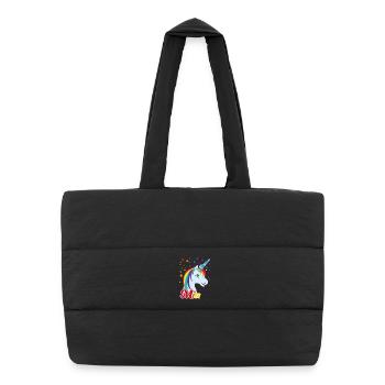 Mia, nom de jeune fille, prénom préféré - Sac shopping matelassé - noir - Devant