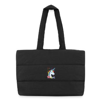 Hannah, nom de jeune fille, prénom préféré - Sac shopping matelassé - noir - Devant