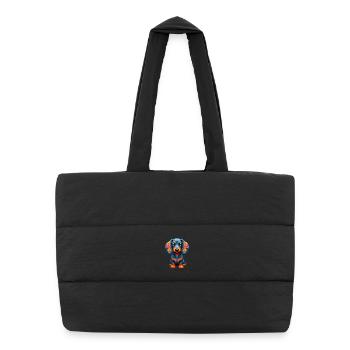 Dackel Dachshund Tekel - Puffer-Einkaufstasche - Schwarz - Vorne