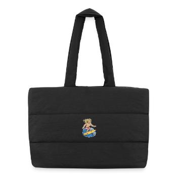 Blonde Surfer on Wave - Puffer Shopping Bag - black - Front