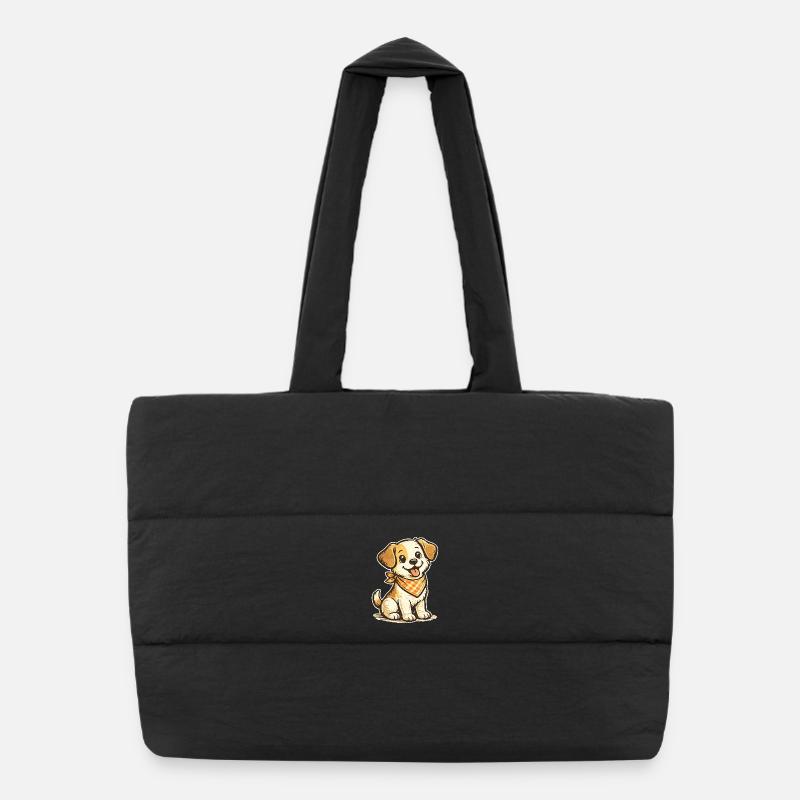 Chien câlin avec un bandana orange Sac shopping matelassé