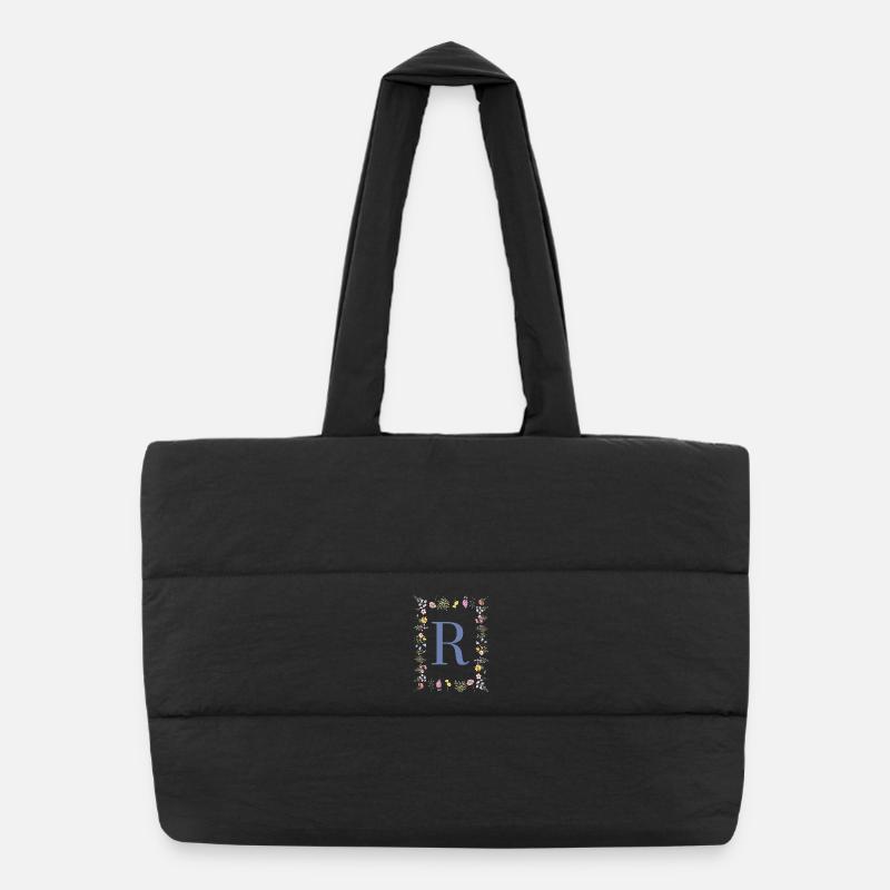 Initiales florales « R », monogramme de lettres Sac shopping matelassé