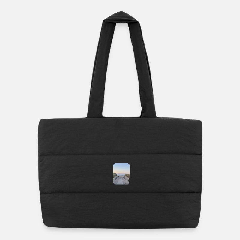 Dune path by the sea sunset - Puffer Shopping Bag - black