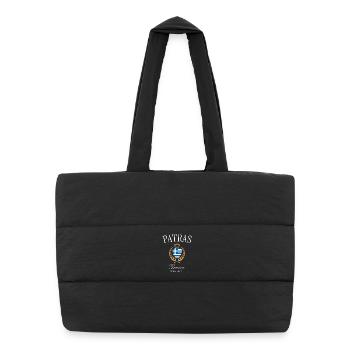 Couronne des armoiries de Patras en Grèce – Souvenir de voyage - Sac shopping matelassé - noir - Devant