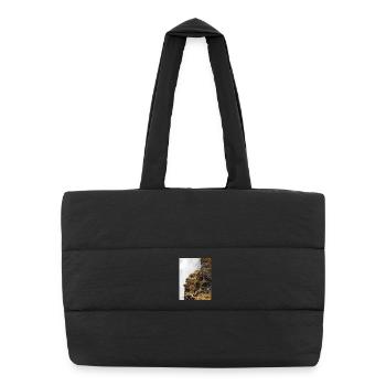 Des oiseaux marins assis sur la falaise près de la cascade - Sac shopping matelassé - noir - Devant