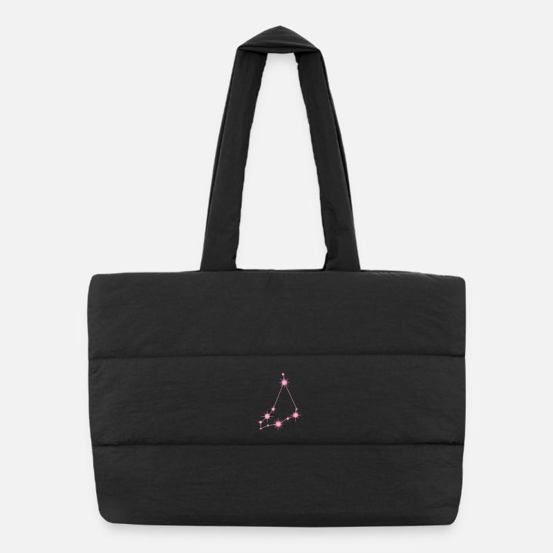 Capricorn Star Constellation Zodiac Pastel Pink Puffer Shopping Bag