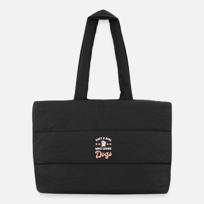 Hund Hunde - Puffer-Einkaufstasche - Schwarz