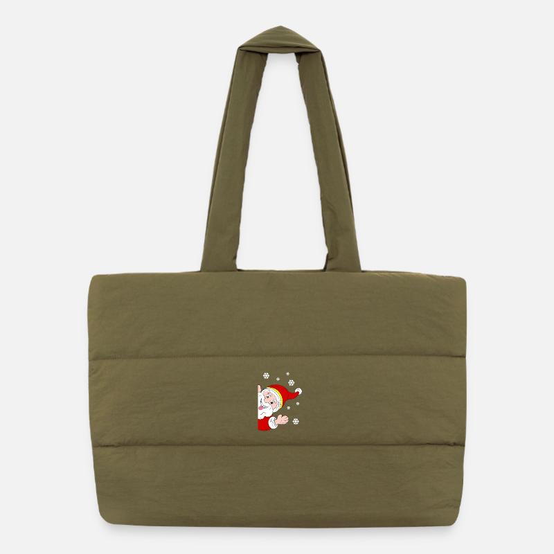 Merry Santa Claus Snow Salutation Puffer Shopping Bag