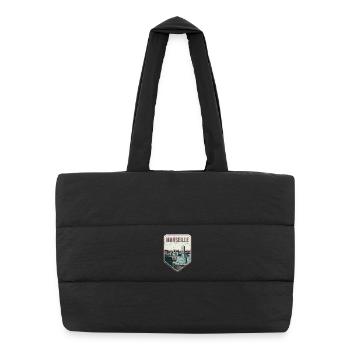 Badge retro, Marseille France est ma ville natale - Sac shopping matelassé - noir - Devant