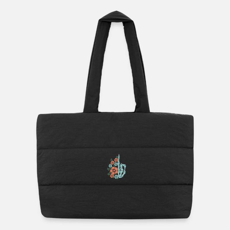 Illustration de la main d’un squelette floral Sac shopping matelassé